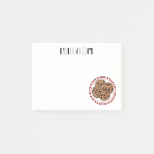 Chocolate chip cookie tecknad illustration post-it block (Framsida)