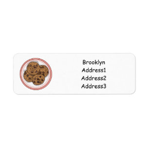 Chocolate chip cookie tecknad illustration returadress etikett
