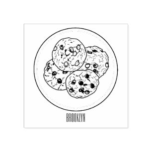 Chocolate chip cookie tecknad illustration stämpel