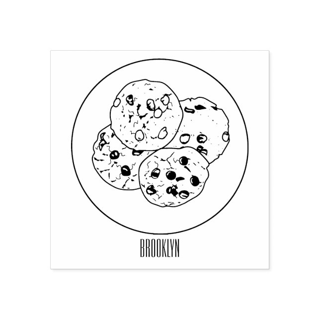 Chocolate chip cookie tecknad illustration stämpel (Tryck)