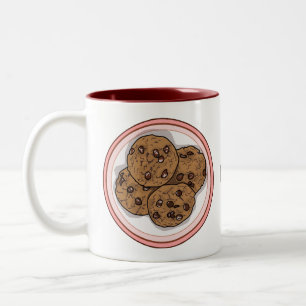 Chocolate chip cookie tecknad illustration Två-Tonad mugg