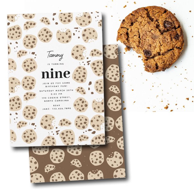 Chocolate Chip Cookies Födelsedagsfest Tema Inbjudningar (Chocolate Chip Cookies Birthday Party Theme Invitation)