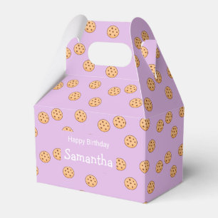 Chocolate chip cookies-födelsedagspressning lila presentaskar