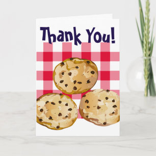 Chocolate Chip Cookies Gingham Picnic Mönster Tack Kort