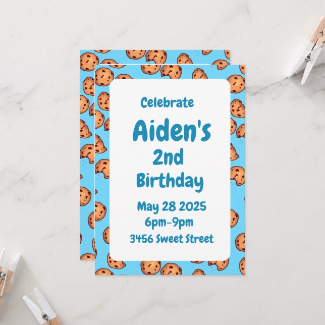 Chocolate Chip Cookies Mönster Inbjudningar (Fram/Back In Situ)