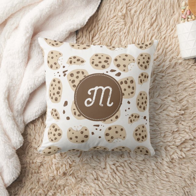 Chocolate Chip Cookies Mönster Monogram Kudde (Filt)
