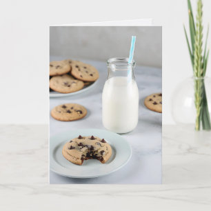 Chocolate Chip Cookies och Mjölk Kort