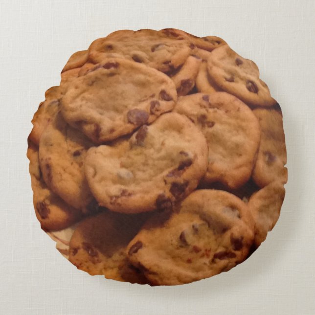 Chocolate Chip Cookies Pillow Rund Kudde (Framsidan)
