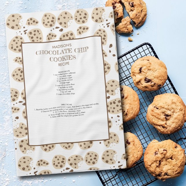 Chocolate Chip Cookies Recipe Keepsaké Kökshandduk (Chocolate Chip Cookies Recipe Keepsake Kitchen Towel)