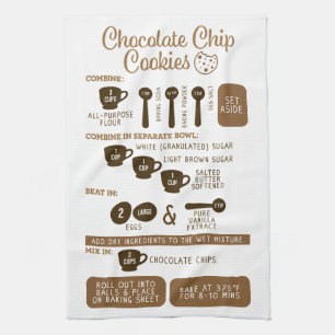 Chocolate Chip Cookies Recipe Tea Kitchen Towel Kökshandduk
