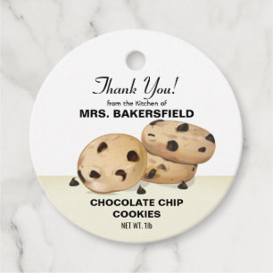 Chocolate Chip Cookies Tack Baking Gift Gåvor Etiketter