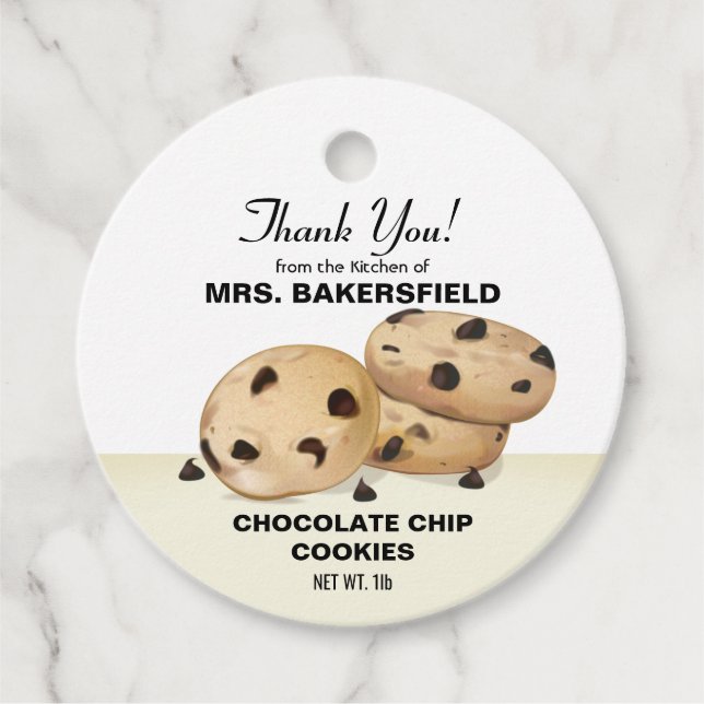 Chocolate Chip Cookies Tack Baking Gift Gåvor Etiketter (Framsida)