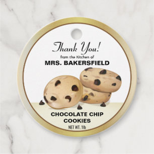 Chocolate Chip Cookies Tack Baking Gift Gåvor Etiketter