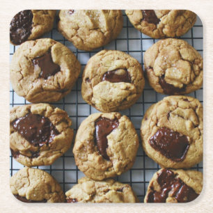 Chocolate Chip Cookies Underlägg Papper Kvadrat