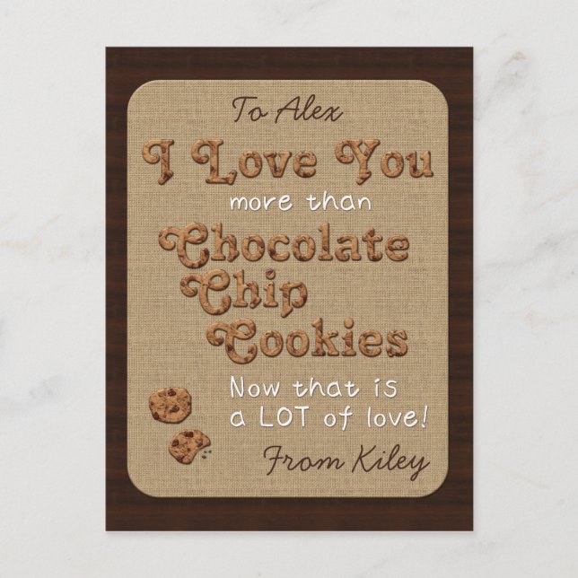 Chocolate Chip Crispy Yummy Cookies Golden Brown Vykort (Framsida)