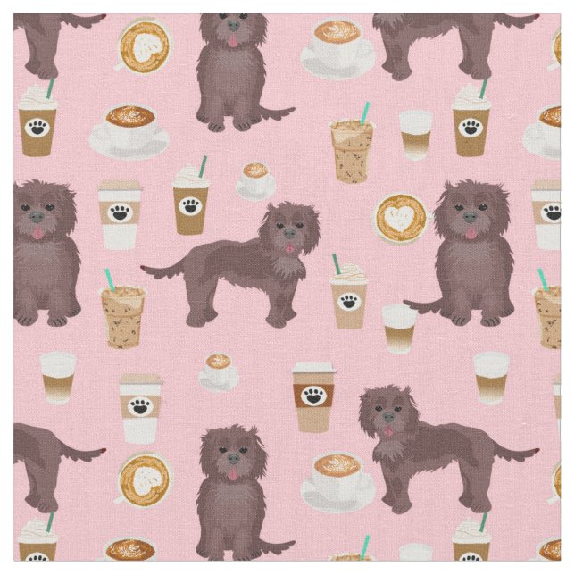 Chocolate cockapoo hund rosa kistan tyg (Närbild)