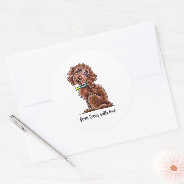 Chocolate Cockapoo Personlig Runt Klistermärke (Kuvert)