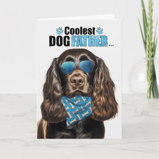 Chocolate Cocker Hund Coolest Pappa Alltid Fars da Helgkort (Framsida)