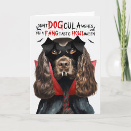 Chocolate Cocker Hund Funny Count DOGcula Hallowee Helgkort