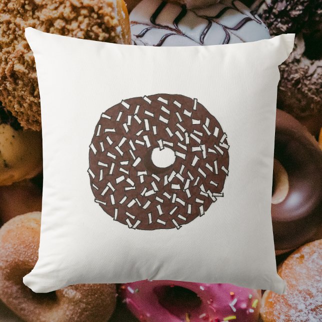 Chocolate Coconut Donut Doughnut Breakfast Food Kudde (Coconut donut pillow)