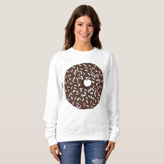 Chocolate Coconut Donut Doughnut Sweatshirt Tröja (Hel framsida)