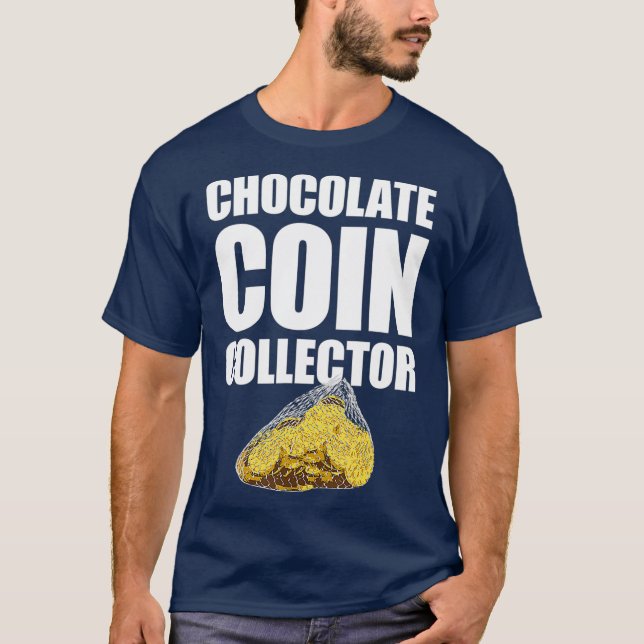 Chocolate Coin Collector Hanukkah Gelt T Shirt (Framsida)