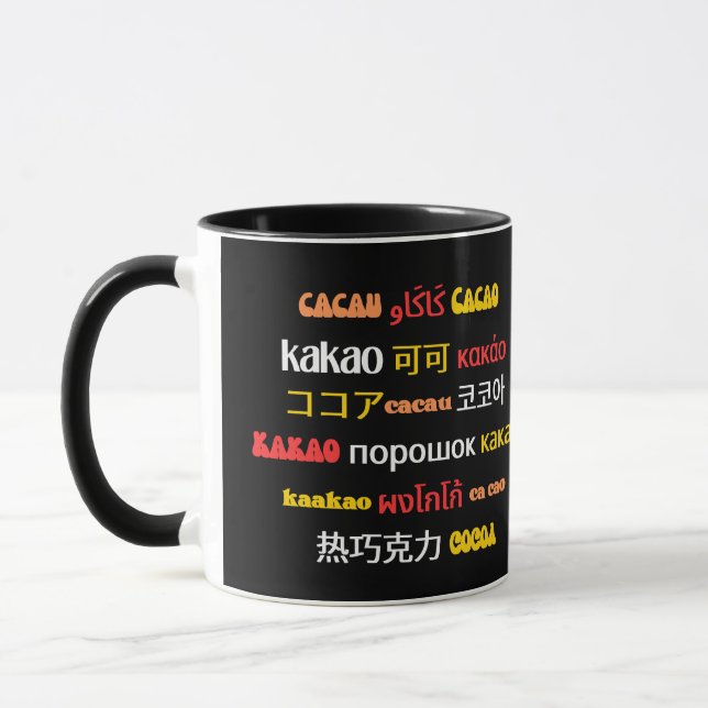 Chocolate Colorful Multilingual CACAO Mugg (Vänster)