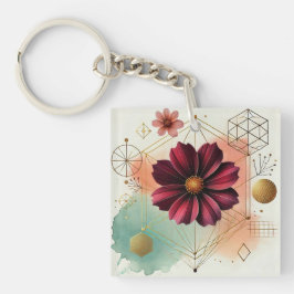 Chocolate Cosmos Geometric Acrylic Keychain