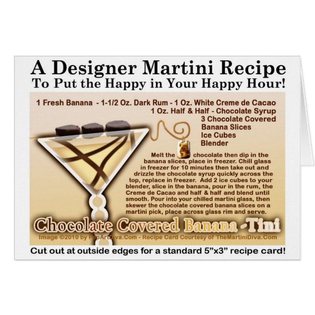 Chocolate Covered Banana Martini Receptkort Hälsningskort (Framsidan Horizontal)