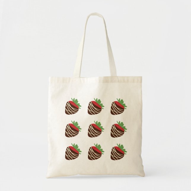 Chocolate-Covered Strawberry Tote Bag Tygkasse (Framsidan)