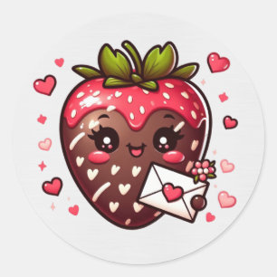 Chocolate Covered Strawberry Valentine's Runt Klistermärke