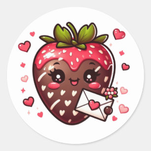 Chocolate Covered Strawberry Valentine's Runt Klistermärke
