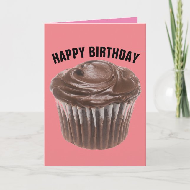 CHOCOLATE CUPCAKE BIRTHDAY GREETING CARD KORT (Framsida)