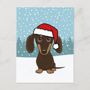 Chocolate Dachshund Helgdag Cute Wiener Hund Vykort