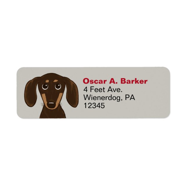 Chocolate Dachshund-Returetiketter Returadress Etikett (Framsidan)