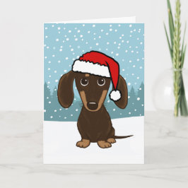 Chocolate Dachshund Santa Cute Hund jul Helgkort