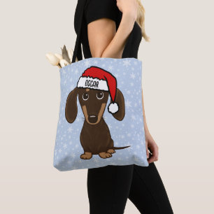 Chocolate Dachshund Santa Hund Helgdag Tygkasse