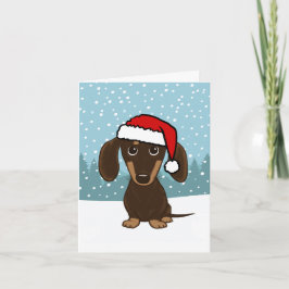 Chocolate Dachshund Santa Wiener Hund jul Helgkort