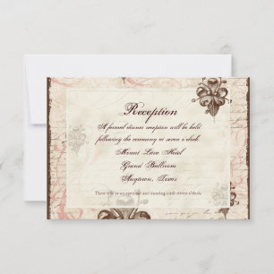 Chocolate Damask Swirl Bröllop Response OSA kort