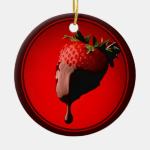 Chocolate Dipping Strawberry Julgransprydnad Keramik