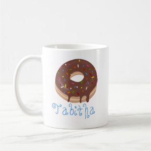 Chocolate Donut Anpassningsbar Blue Namn-kaffe Kaffemugg