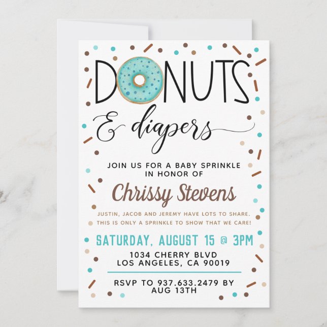Chocolate Donut Baby Sprinkle Shower-inbjudan Inbjudningar (Framsida)