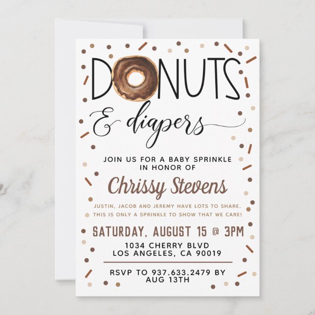 Chocolate Donut Baby Sprinkle Shower-inbjudan Inbjudningar (Framsida)