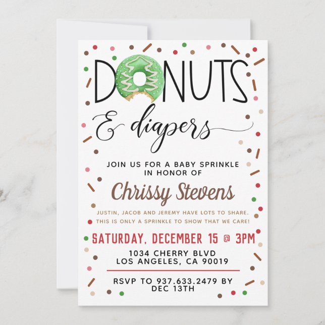 Chocolate Donut Baby Sprinkle Shower-inbjudan Inbjudningar (Framsida)