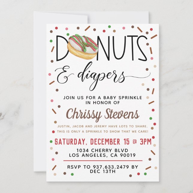 Chocolate Donut Baby Sprinkle Shower-inbjudan Inbjudningar (Framsida)