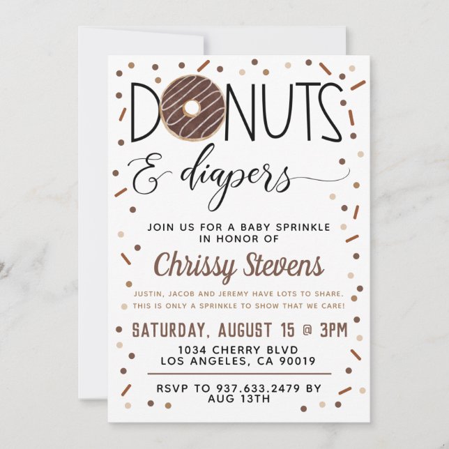 Chocolate Donut Baby Sprinkle Shower-inbjudan Inbjudningar (Framsida)