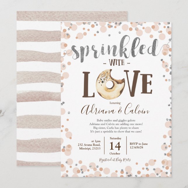 Chocolate Donut Baby Sprinkle Shower-inbjudan Inbjudningar (Fram/baksida)