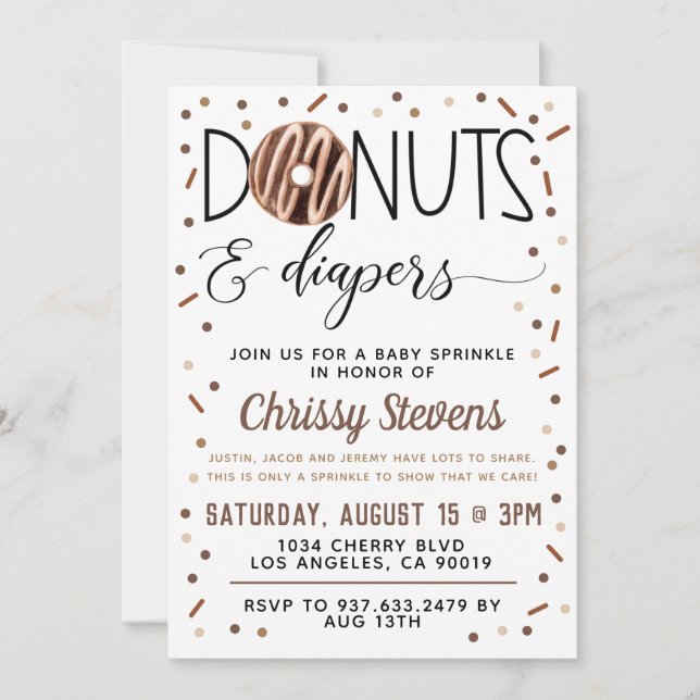 Chocolate Donut Baby Sprinkle Shower-inbjudan Inbjudningar (Framsida)