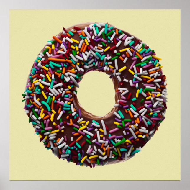 Chocolate Donut med färgstarka sprinkler Poster (Framsidan)