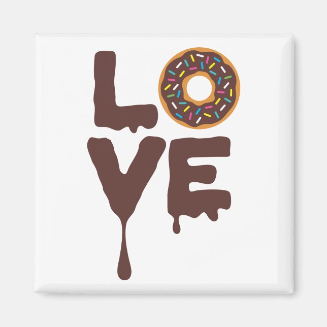 Chocolate Donut med Sprinkles Kärlek Magnet (Framsidan)